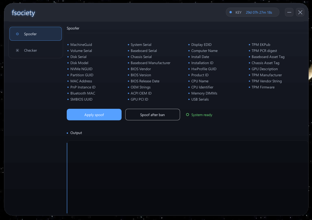 Spoofer — main UI